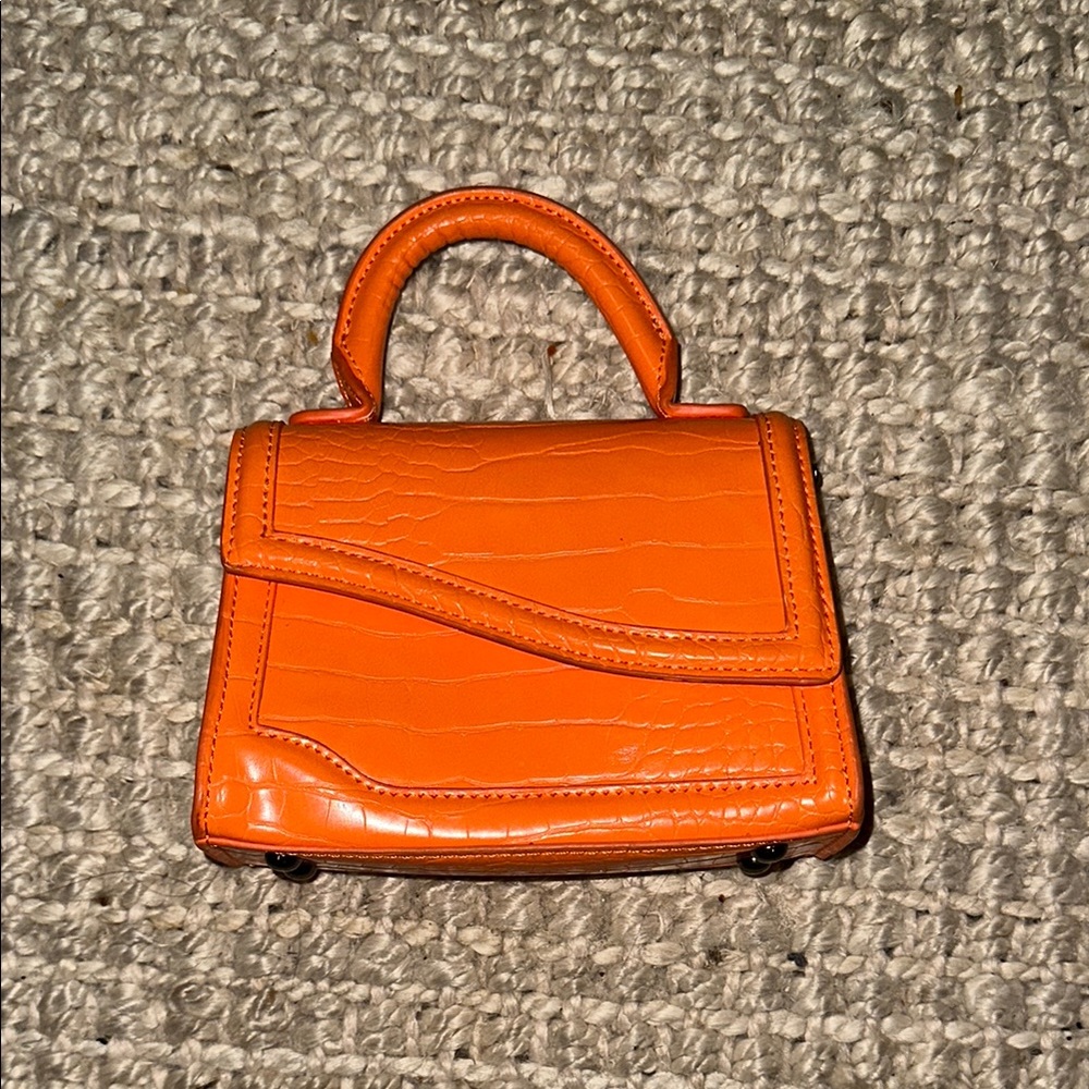 ZARA Orange Croc-Embossed Handbag
